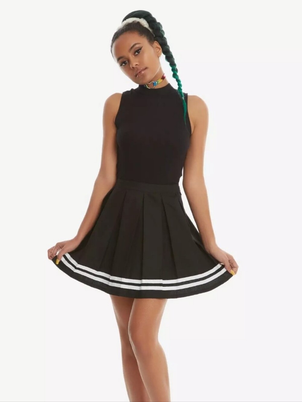Hot Topic Black Pleated Cheer Skirt Size Large Edgy Gothic Whimsigoth Preppy
